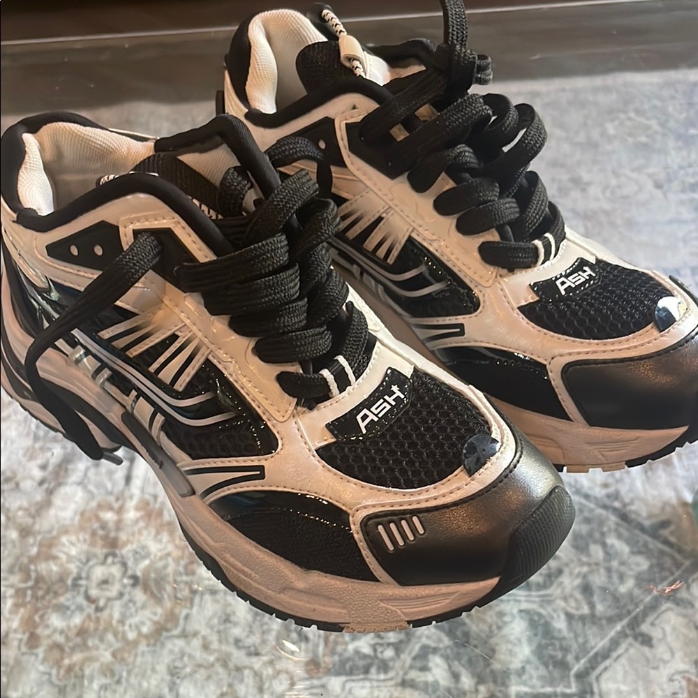 Ash Black and White Sneakers with Retro Design